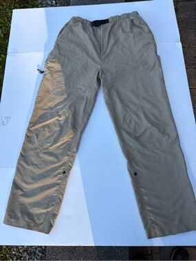 Eastern Mountain Sports Woman’s Tan/olive Hiking pants w/snap up cuffs-Size 14